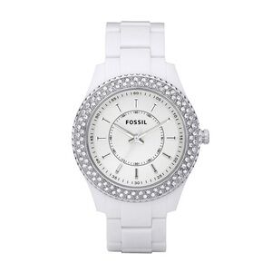 Fossil White Resin and CZ Watch